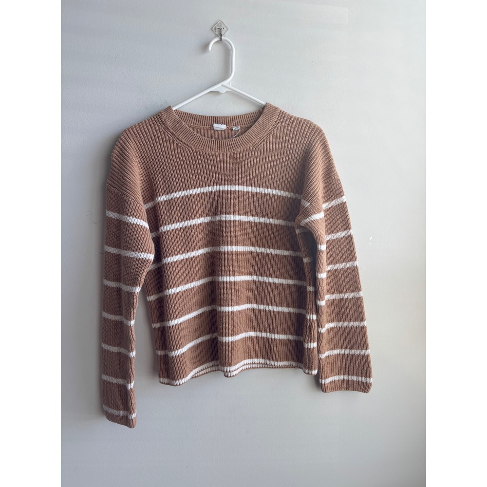 Gap Tan Striped Sweater Women Medium - Picture 1 of 7